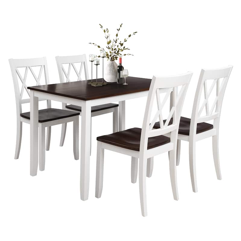 Dining Table Set Kitchen Rectangular Table and 4 Chairs for Kitchen