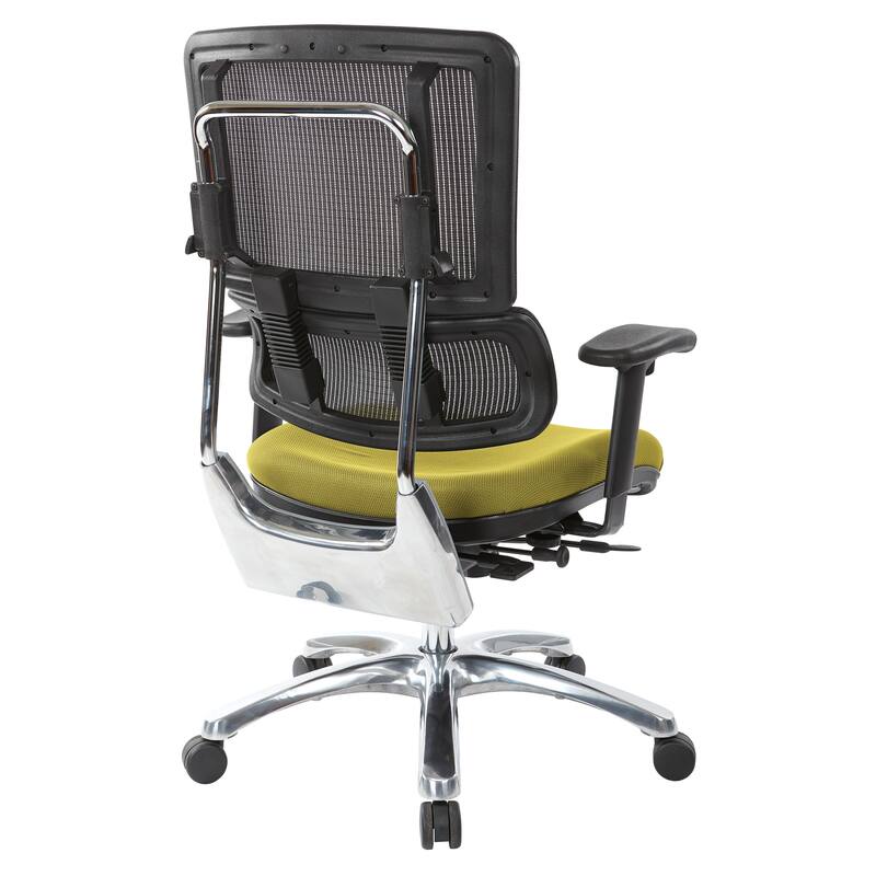 Black Mesh Back with Custom Fabric Seat and Chrome Base
