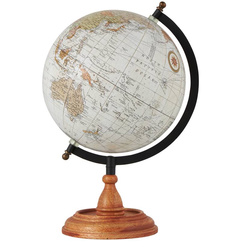 Mango Wood Globe with Wood Base - Brown - Roche River Decor - 8"W x 9"L x 13"H
