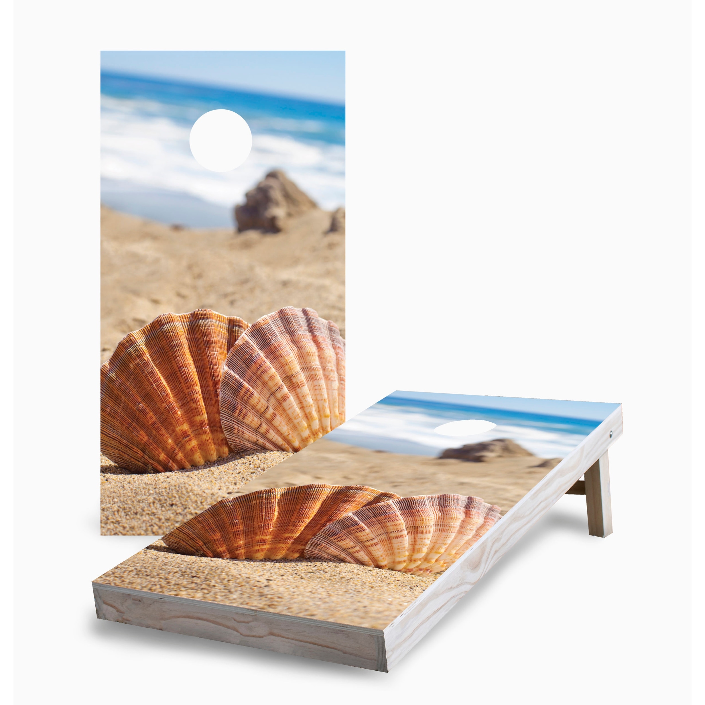 Beach Shells Corn Hole Board Set with Hole Lights