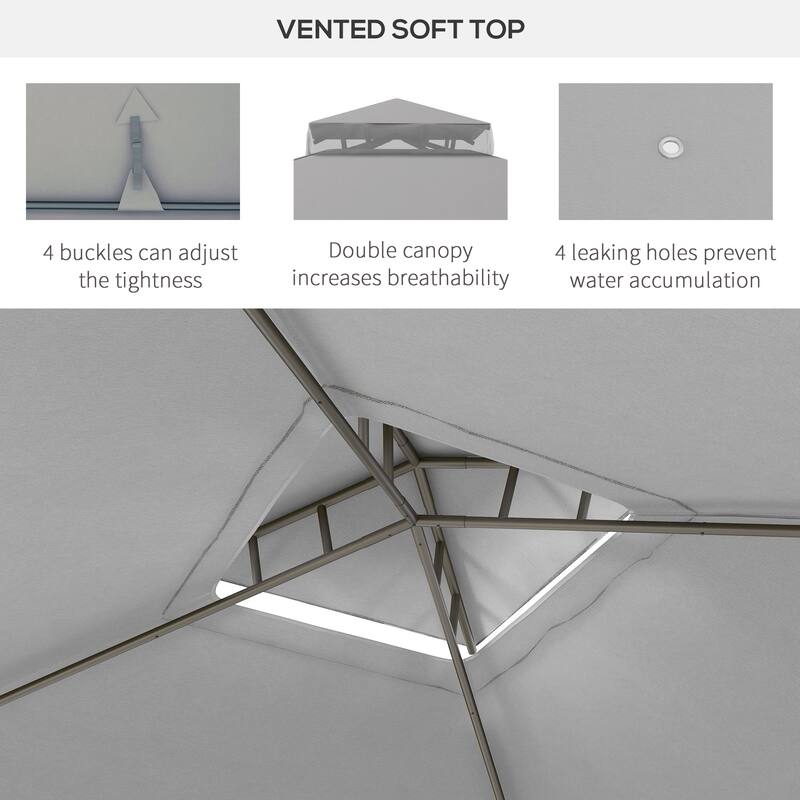 9.6' x 11.6' Outdoor Patio Gazebo with 2-Tier Roof, Netting, and Steel Frame for Garden, Lawn, and Deck