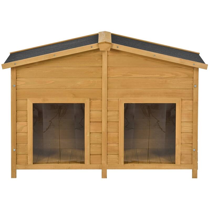 47.2" Outdoor & Indoor Large Wooden Dog Hous with Porch and 2 Doors