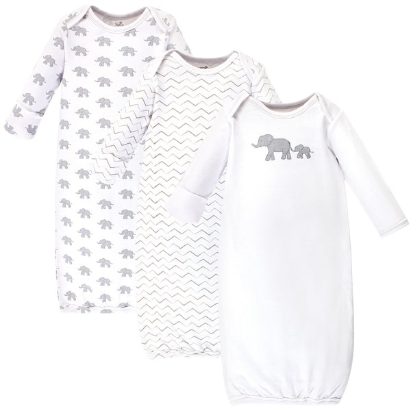 slide 1 of 1, Touched by Nature Organic Cotton Gowns, Marching Elephant, Preemie-Newborn - Marching Elephant Preemie-Newborn - Marching Elephant