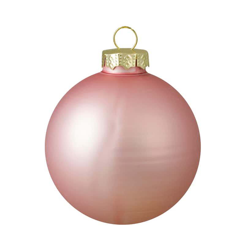 9ct Shiny Matte Pink Gold Glass Ball Christmas Ornaments 2.5" (65mm)