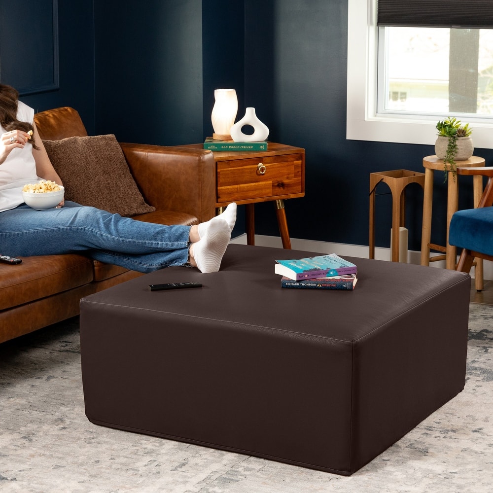 Jaxx Fairlie Couch Ottoman - Oversized Square Foam Coffee Table Ottoman
