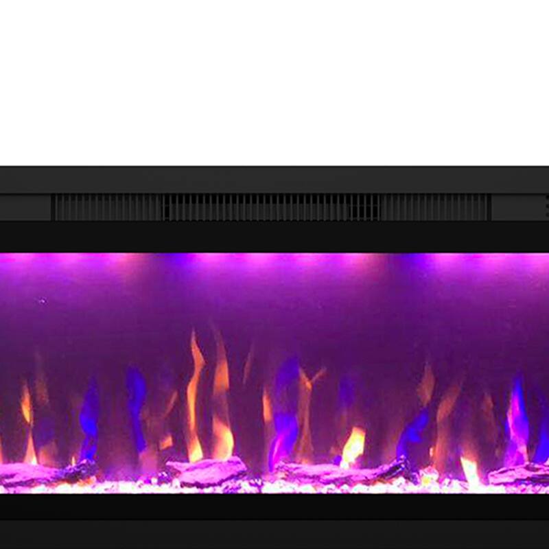 52" 1500W Inserted Wall Mounted Modern Smart Electric Fireplace Heater with APP Control and Remote