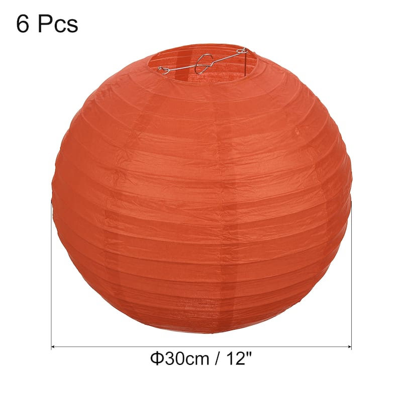 6pcs 12 Inch Folding Hanging Paper Lanterns for Wedding Home Party - Orange