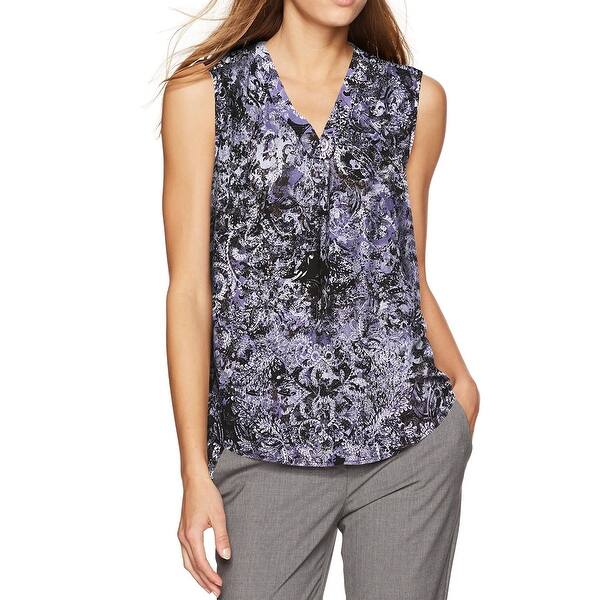 Shop Nine West Blue Women S Size Small S Abstract Split Neck