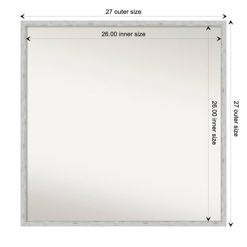 Imprint Non-Beveled Wood Framed Bathroom Vanity Wall Mirror - Imprint Silver - Glass Size 26x26