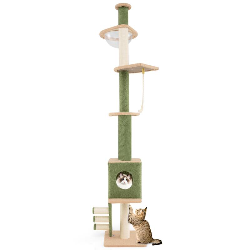 Adjustable Cat Tower with Cozy Condo and Multiple Scratching Features - 15.5" x 15.5" x 86"-99.5"
