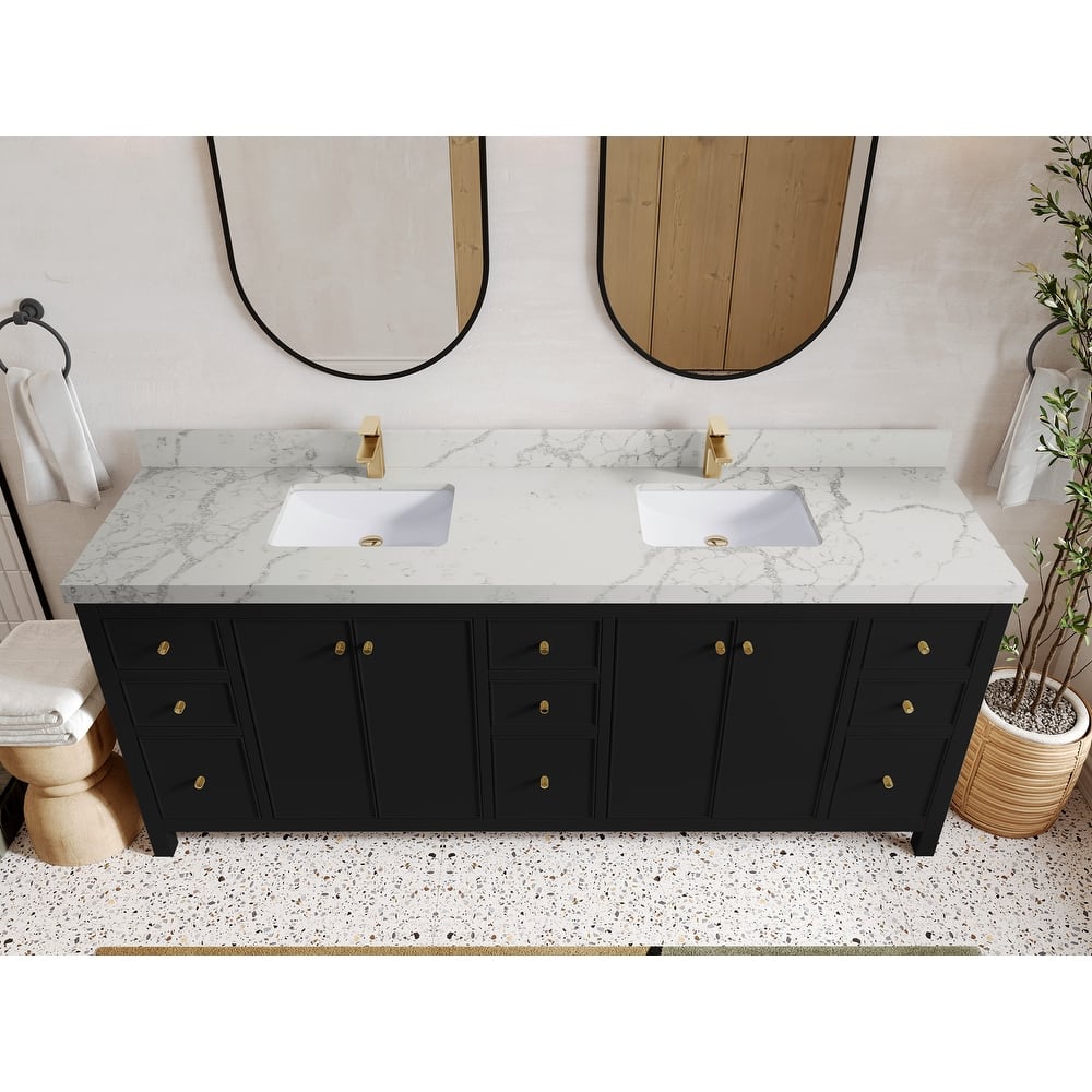 Willow Collections 84 in. W x 22 in. D Chicago Double Bowl Sink Bathroom Vanity with Countertop