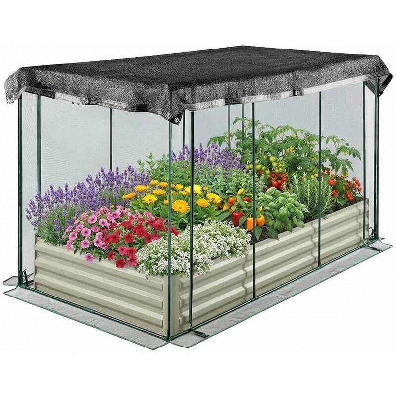 6X3x1Ft Galvanized Planter Garden Box, Raised Garden Bed with Cover - White
