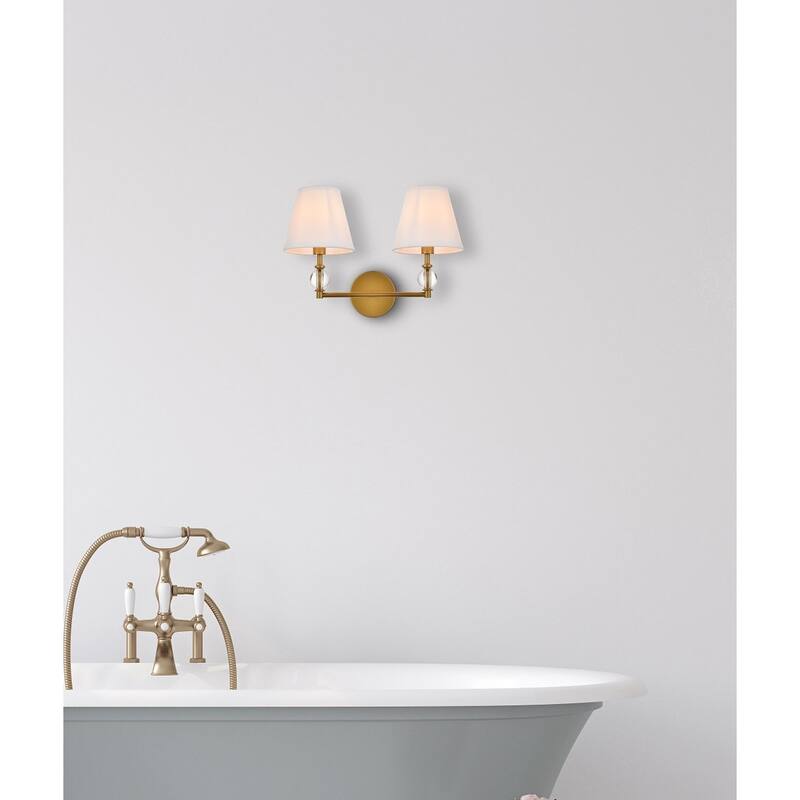 Bella 2-light Bath Sconce with White Fabric Shade