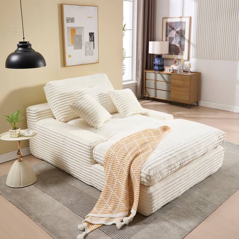 Modern Upholstered Chaise Lounge Sofa for Living Room Office, 75" Oversized Leisure Sofa 2 Seat Sleeper Couch with Pillows