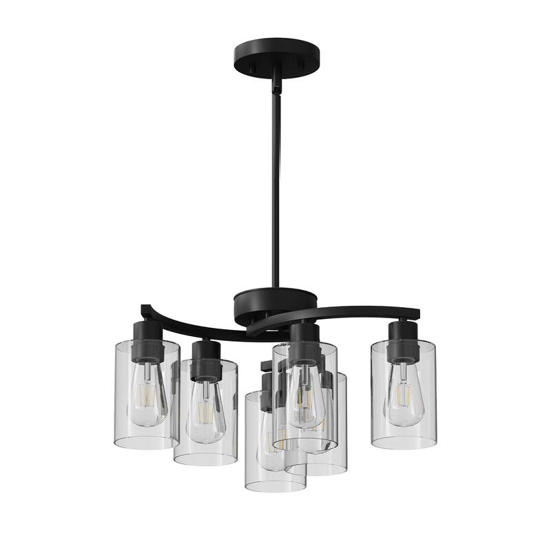 6-Light Modern Farmhouse Chandelier - Black