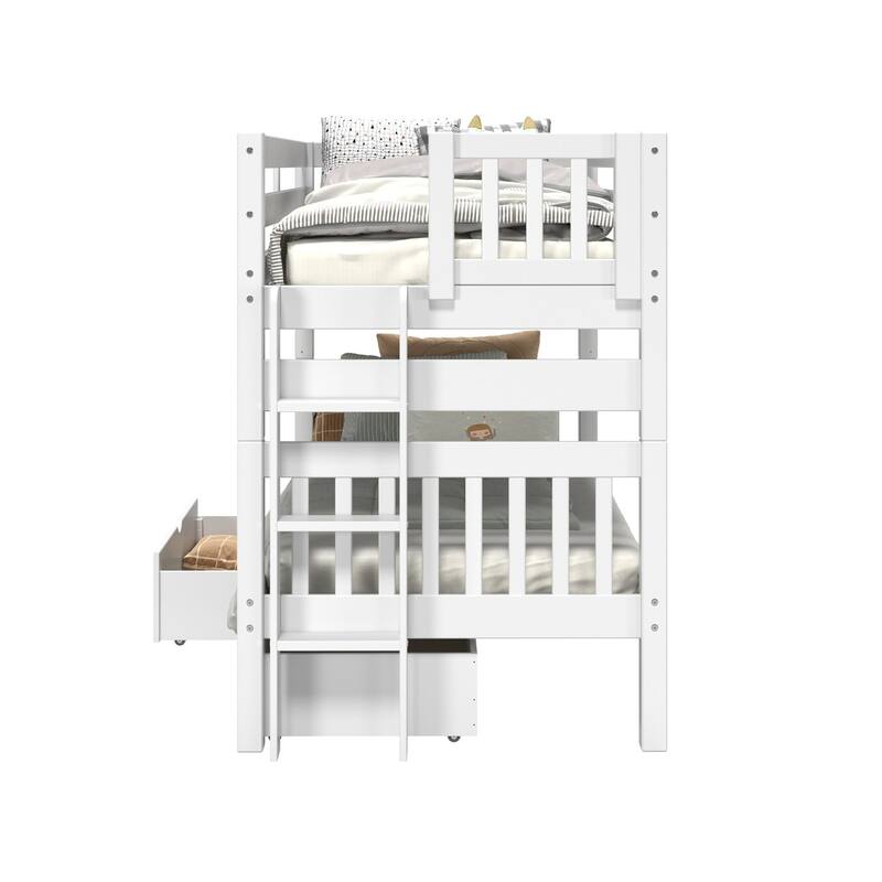 Taylor & Olive Trillium Twin over Twin Bunk Bed with Ladder, 2 Drawers