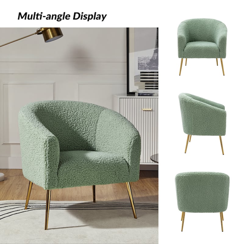 Rovigo Modern Upholstered Living Room Accent Barrel Chair with Metal Legs by HULALA HOME