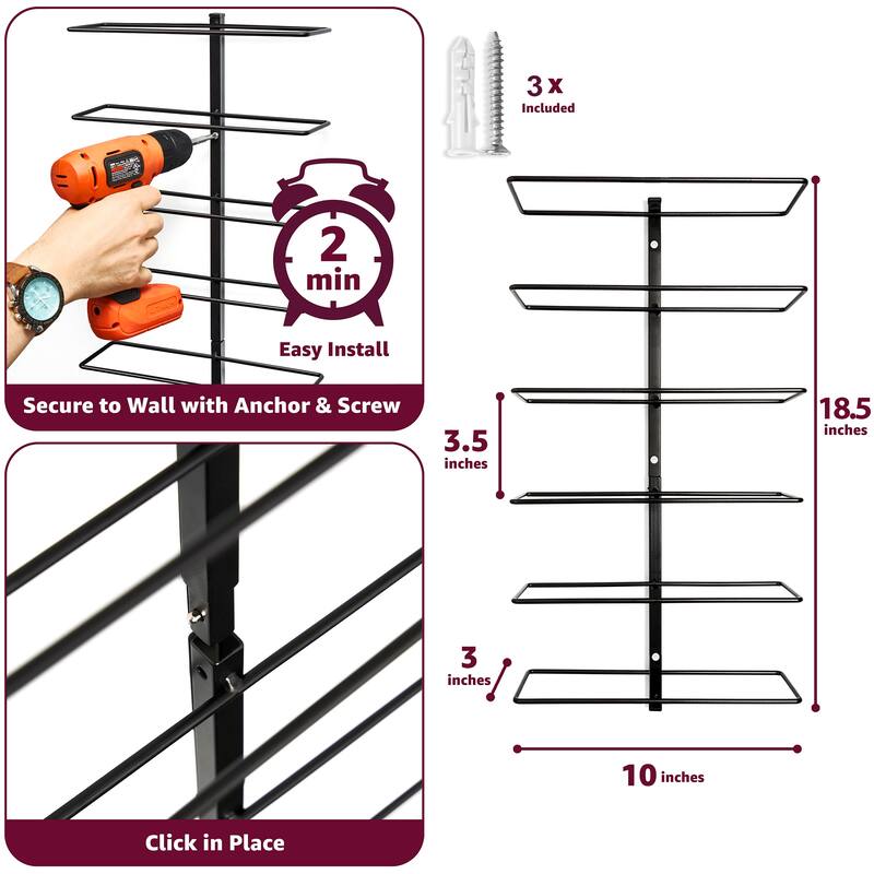 Sorbus Wall Mount Metal Wine Rack - 6 Level Wine Rack Wall Mounted for Wine Bottles