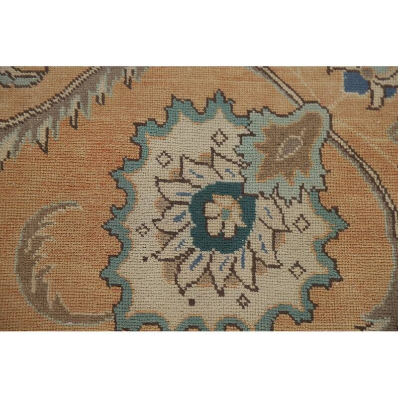 Hand Knotted Oriental 100% Wool Carpet Traditional All-Over Oranges & Rust Tabriz Area Rug - 11' 1'' X 7' 3''