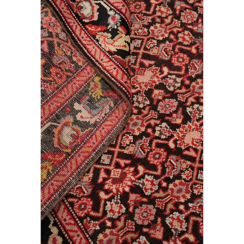 Hand Knotted Oriental 100% Wool Carpet Traditional Geometric Black Karabagh Runner Rug - 19' 1'' X 3' 7''