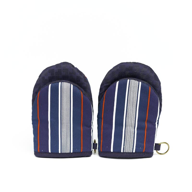 Nautica Home Navy Multi Stipe 100% Cotton Mini Oven Mitt With Silicone Palm (Set of 2)