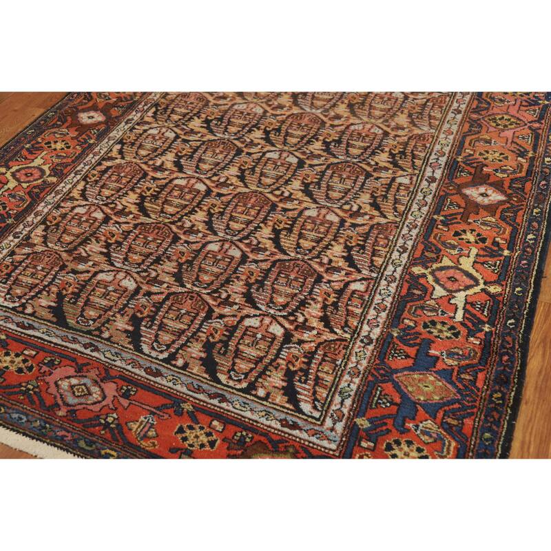 Hand Knotted Oriental 100% Wool Carpet Traditional Geometric Oranges & Rust Senneh Runner Rug - 15' 11'' X 5' 2''