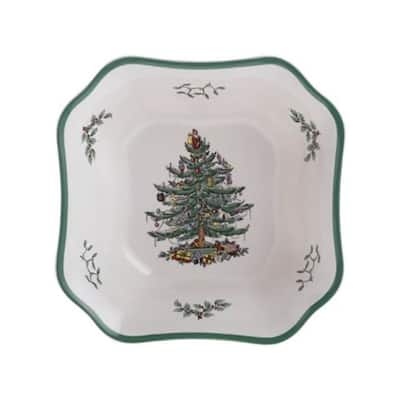 Spode Christmas Tree Square Salad Bowl - 9.5" L x 9.5" W x 2.75" H