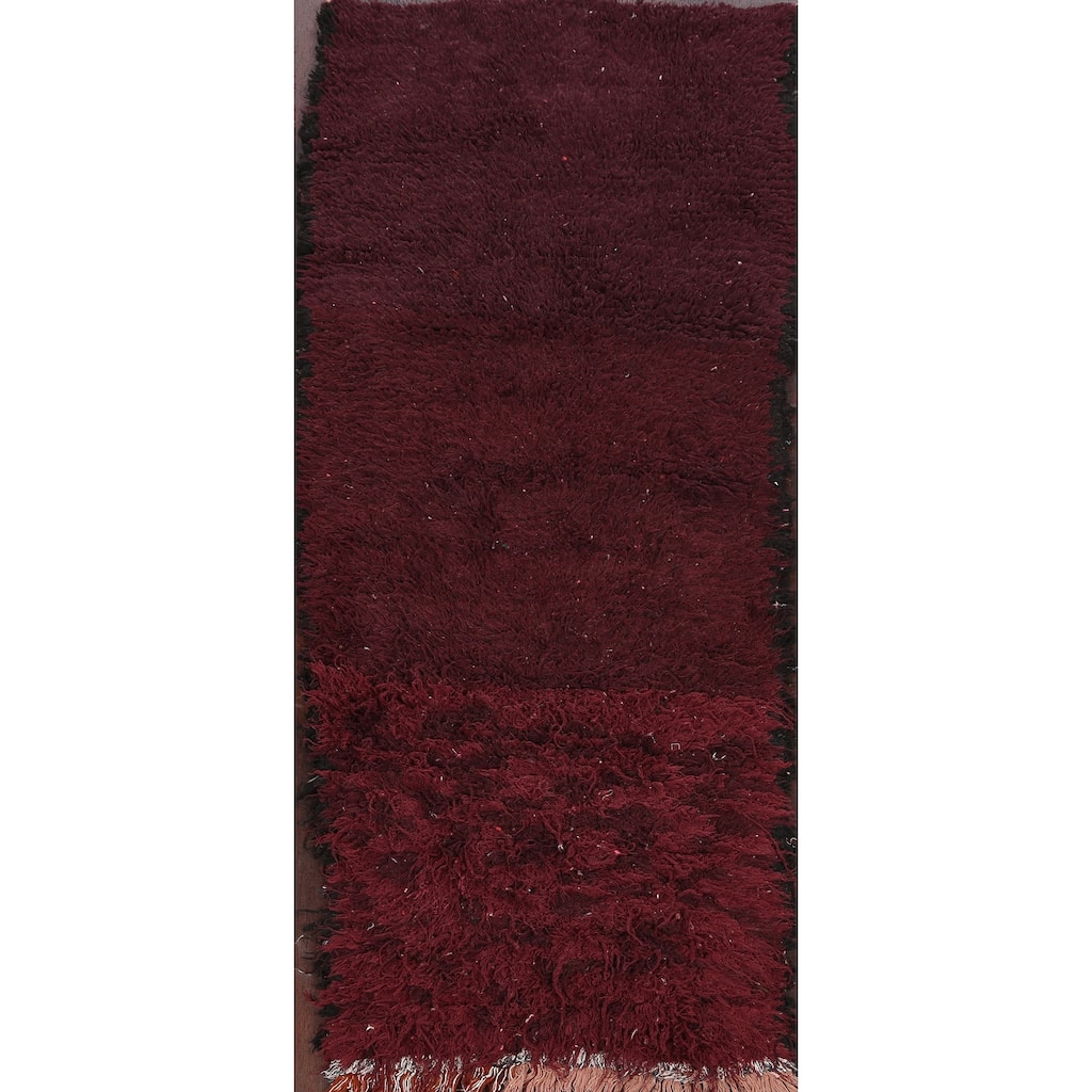 Vintage Modern Moroccan Oriental Area Rug Wool Handmade Carpet - 2'8" x 5'10"