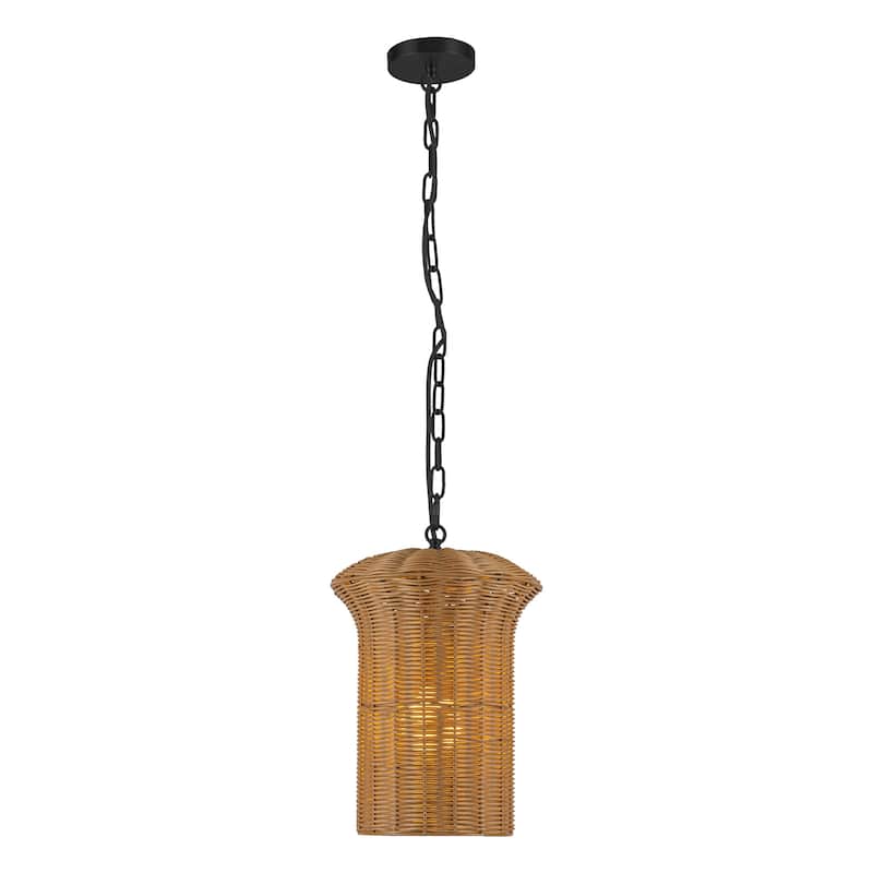 Alora Lighting PD641011 Kai 11" Wide Pendant with Rattan Shade - Matte Black