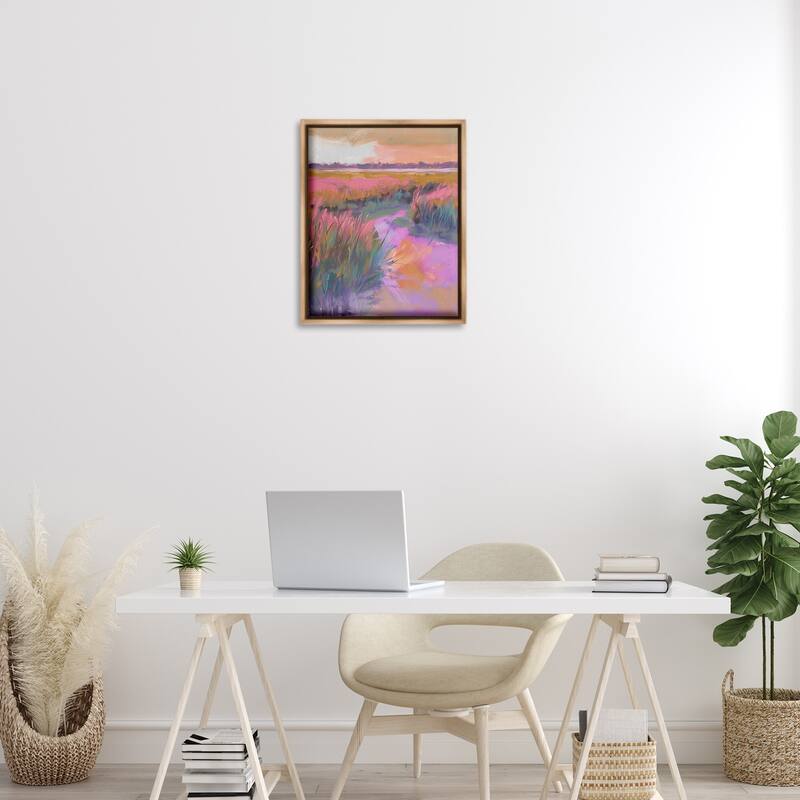 Stupell Autumnal Marsh Landscape Framed Floater Canvas Wall Art Design By Arlington Prints