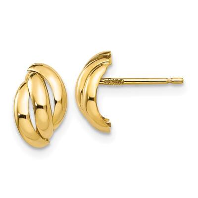 Diamond2Deal 14k Yellow Gold Polished Fancy Post Stud Earrings (L-9mm, W-6mm)