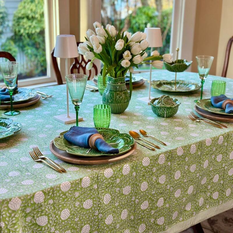Square tablecloth- Eden green floral
