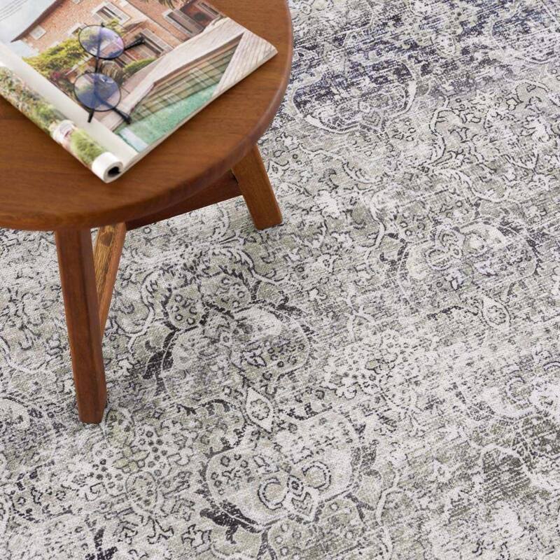 Hauteloom Arista Living Room, Bedroom Machine Washable Area Rug - Traditional - Gray - 5' x 7'6"