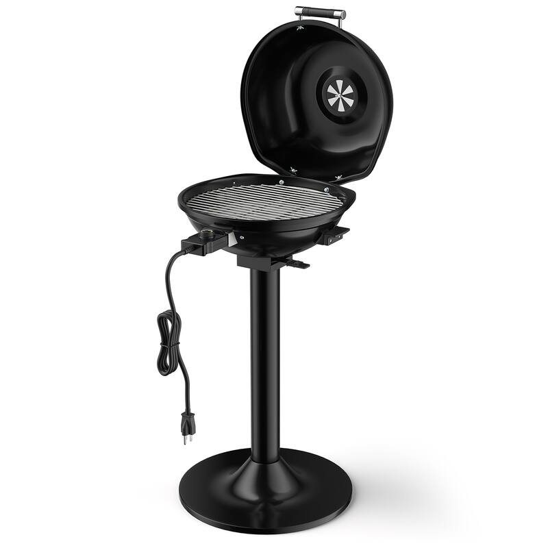 1600W Portable Electric BBQ Grill with Removable Non-Stick Rack - Black