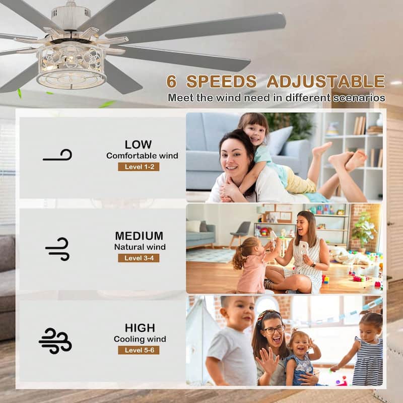 Cusp Barn 72in. Industrial Ceiling Fan with Remote, Dual Finish Blades, Modern Silent DC Motor 6 Speeds Reversible Ceiling Fan