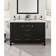preview thumbnail 2 of 5, Eviva London 48"W x 18"D Espresso Double Sink Bathroom Vanity with White Carrara Quartz Vanity Top - 48"