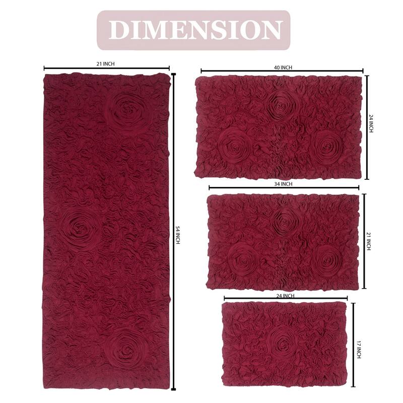 Home Weavers Modesto Collection 100% Cotton Bath Rug, Non-Slip Bath Rug, Extra Soft, Machine Wash, 4 Pcs Set with Runner