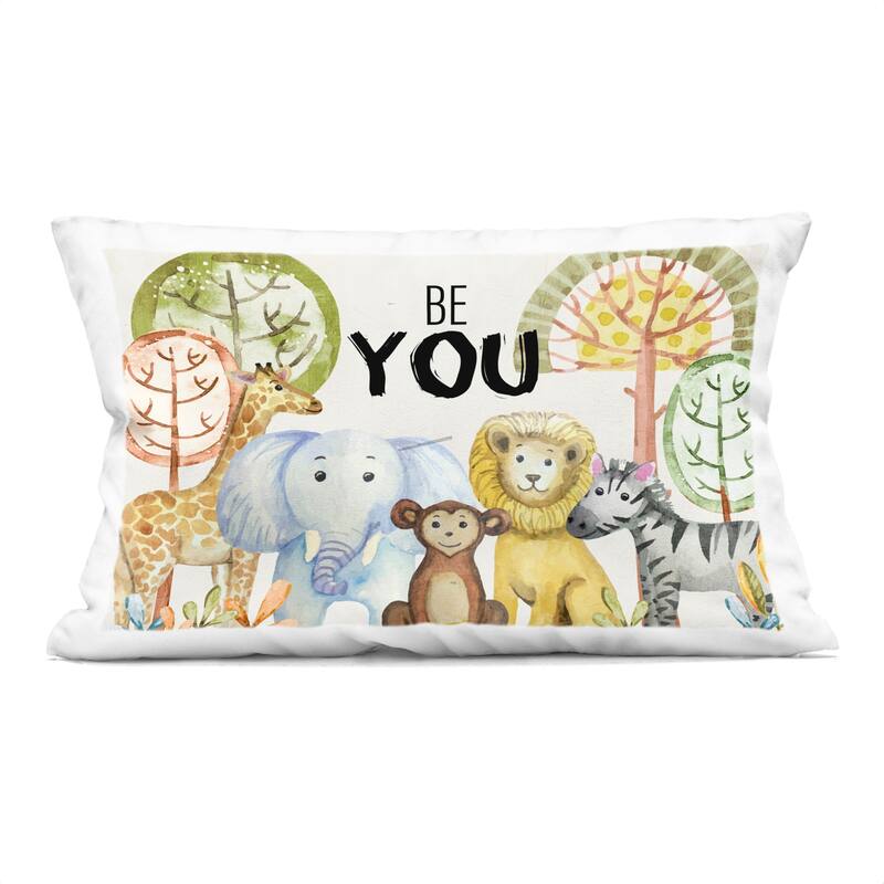 Stupell Be You Jungle Animals Decorative Printed Throw Pillow Design by Kim Allen - Accent - Polyester - Multi-Color - Single