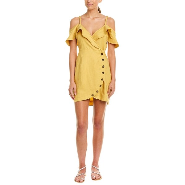 yellow linen wrap dress
