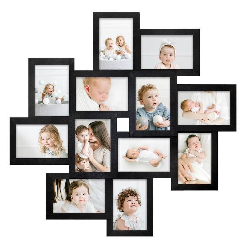 HELLO LAURA 12 Opening Picture Family Frame Collage Photo Frame - Black