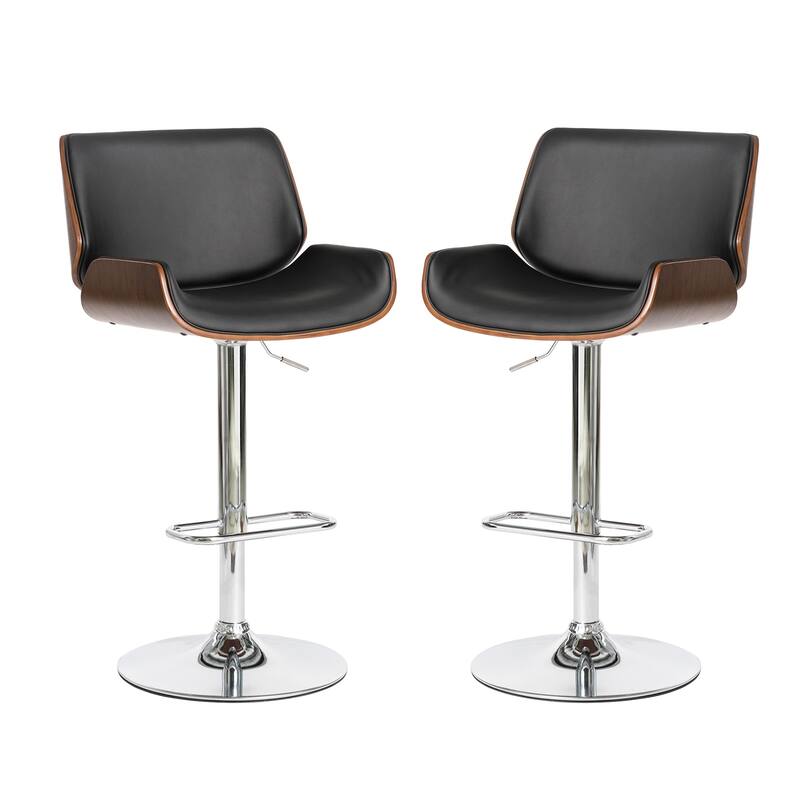 Glitzhome 46"H Mid-Century Modern Adjustable Swivel Bar Stool Set of 2