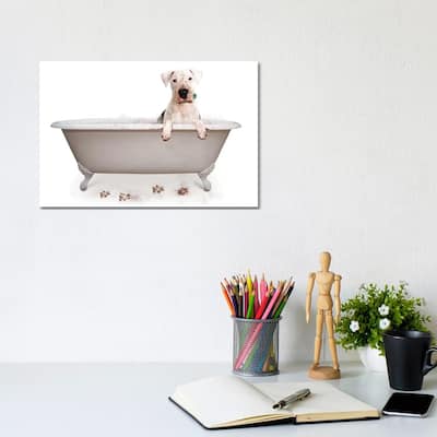 iCanvas "Muddy Dog In Bath Tub" by Susan Schmitz Canvas Print