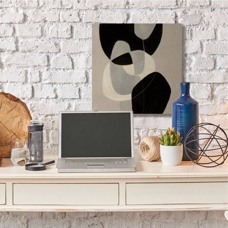 Stupell Neutral Toned Shapes Abstract Layers Brown Black Canvas Wall Art