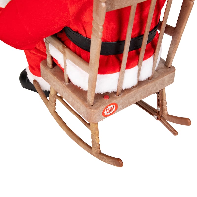 Animated and Musical African American Santa Rocking Chair Christmas Decoration - 14"