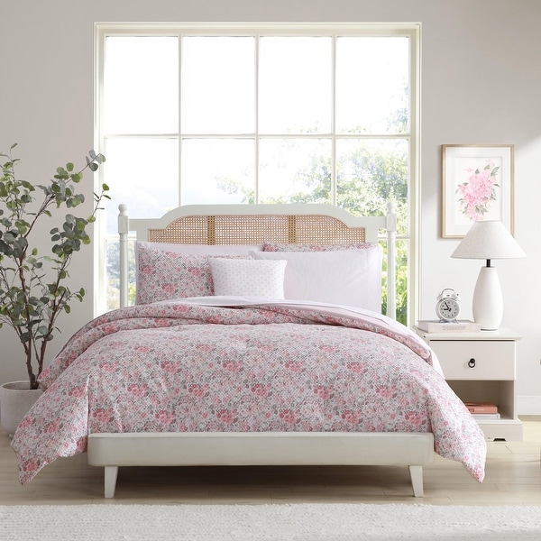 Laura Ashley Quartet Reversible Pink Bonus Bed Set - On Sale