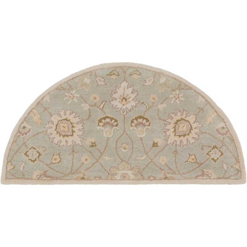 Livabliss Traditional Caesar Floral & Botanical Area Rug - 2' x 4' Half-Circle - Sage