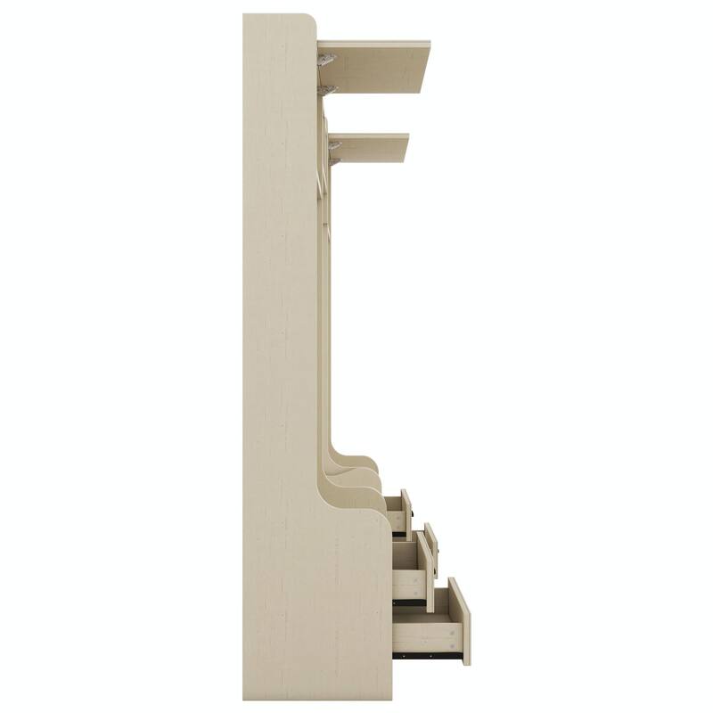 4-in-1 Entryway Hall Tree with Storage, 7 Hooks & Drawers, Beige