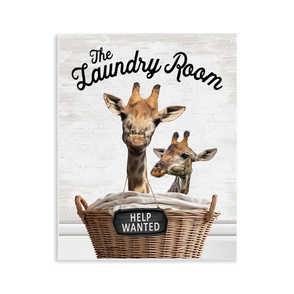 Stupell Help Wanted Laundry Room Giraffes Wall Plaque Art Design By Lettered and Lined