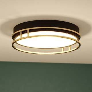 VAXCEL Northgate Integrated LED Matte Black and Satin Gold Contemporary Flush Mount Ceiling Light Fixture