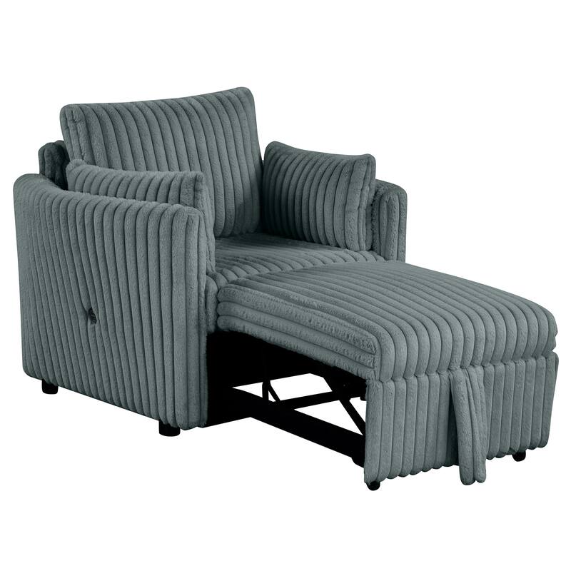 Modern Fabric Sleeper Single Sofa with USB and 2 pillows